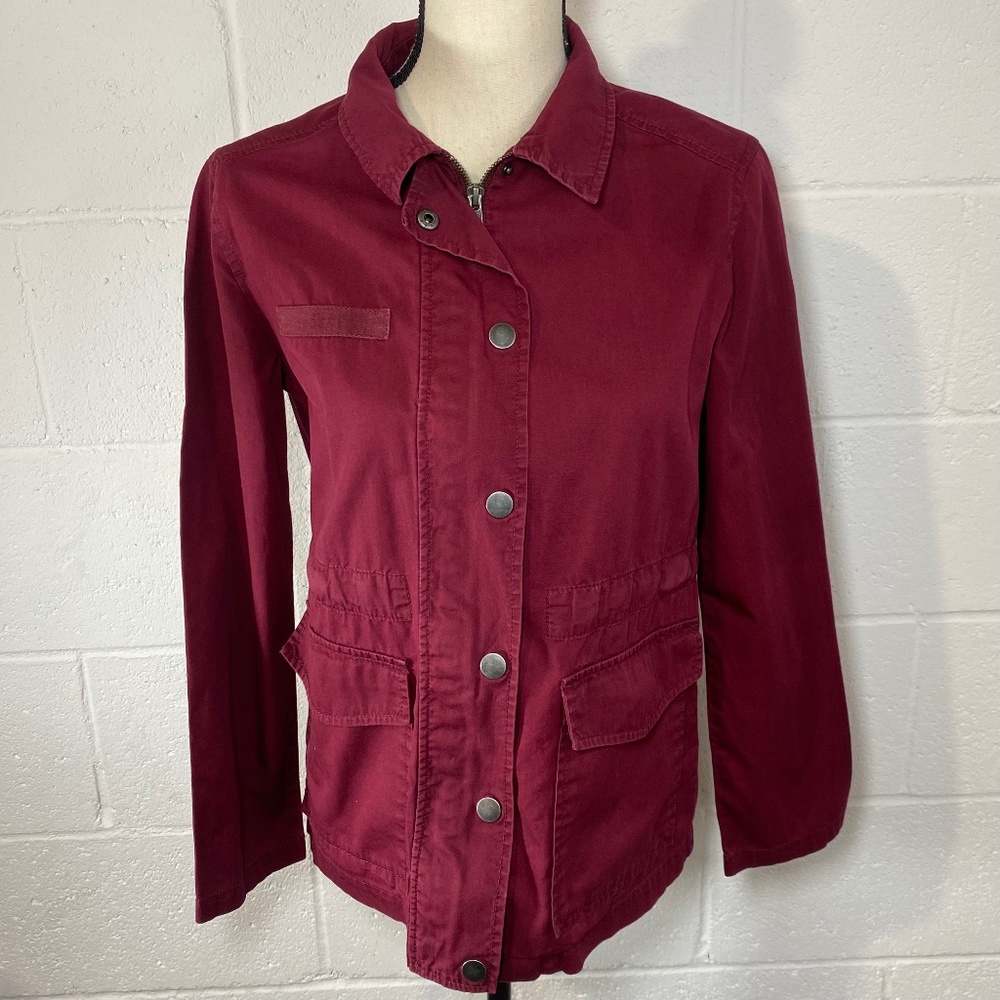 Abound Nordstrom Burgundy Zip Up Utility Jacket